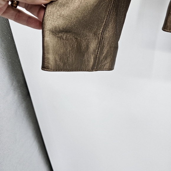 Worthington Bronze Metallic Leather Blazer Jacket Womens Size Small - Picture 4 of 8